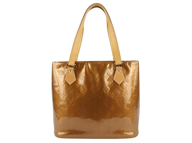 Louis Vuitton Sacola de bronze do fecho de correr de Vernis Houston do monograma Couro  ref.408444