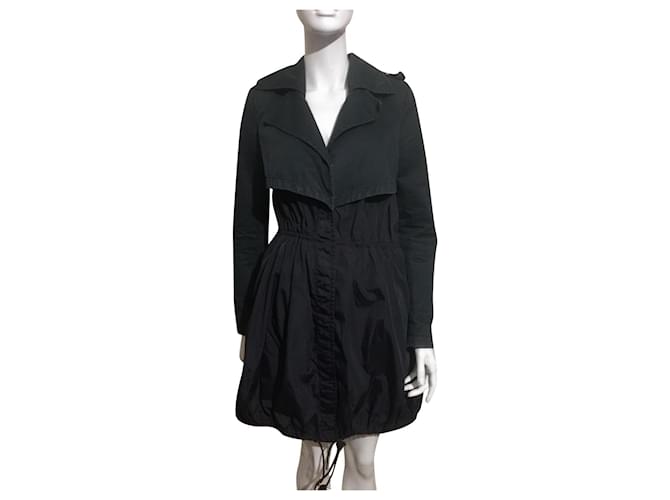 Vintage Givenchy parka/trenchcoat Black Cotton Polyester  ref.408620