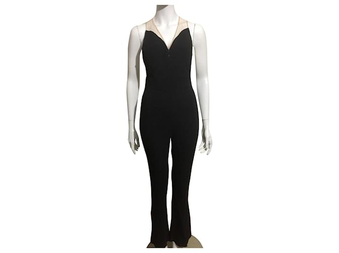 Elisabetta Franchi Evening jump suit with illusion neck Black Flesh Viscose  ref.408631