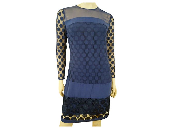 Diane Von Furstenberg DvF Enny Spitzenkleid mit Seidenfutter Blau