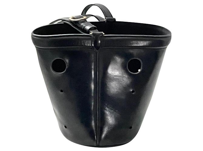 Mangeoire Hermès Vintage schwarze Feeder-Eimertasche