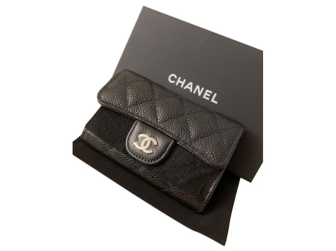 Small chanel leather goods Black Lambskin  ref.408644