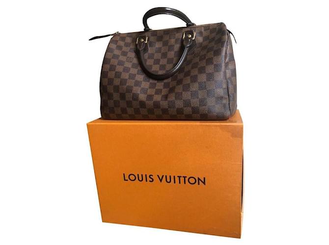 Louis Vuitton Bolsa speddy 30 Castanho escuro Couro  ref.408662
