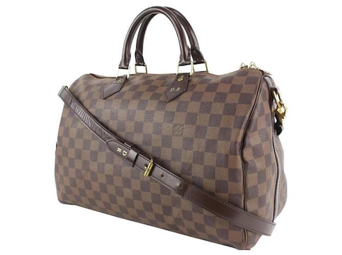 Louis Vuitton Damier Ebene Speedy Bandouliere 35 With strap Leather  ref.408837