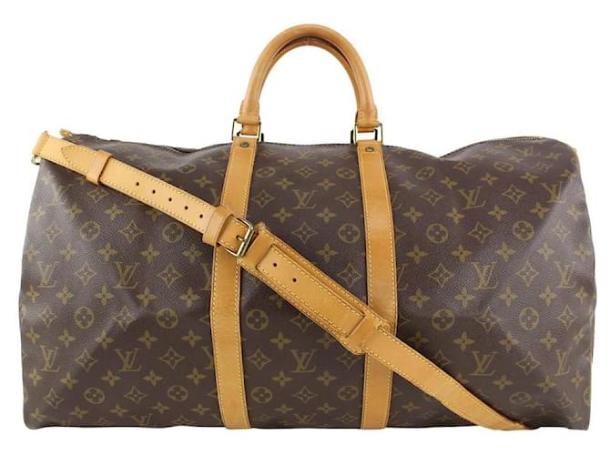 Louis Vuitton Monogram Keepall Bandouliere 55 Duffle Bag with Strap Leather  ref.408847