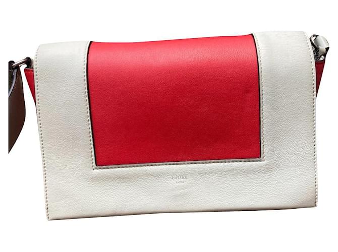 Sublime Céline Frame bag Red Beige Leather  ref.409020