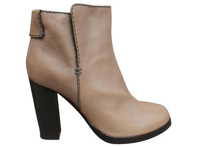 Botas de tornozelo Chloé em couro cinza e bege 39,5