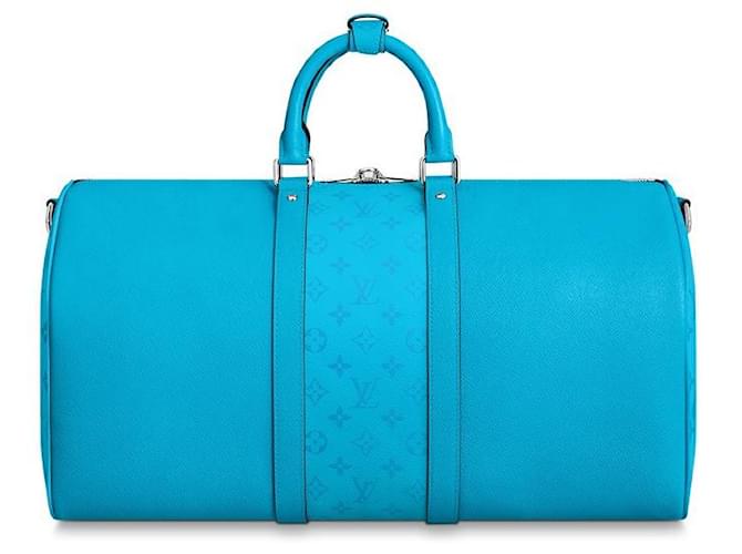 Louis Vuitton LV Keepall taigarama nuevo Azul Cuero  ref.409224