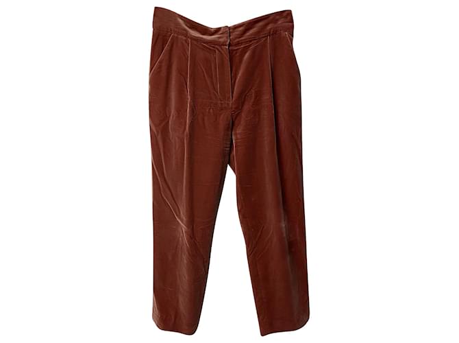 Brunello Cucinelli Cropped Straight Leg Trousers in Pink Velvet  ref.409284