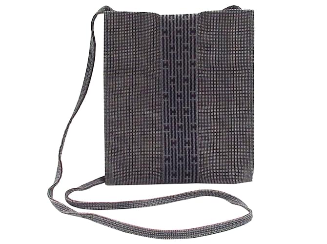 Hermes Authentic Gray Herline Canvas Crossbody Pouch 