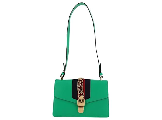 Gucci Sylvie Green Leather  ref.409830