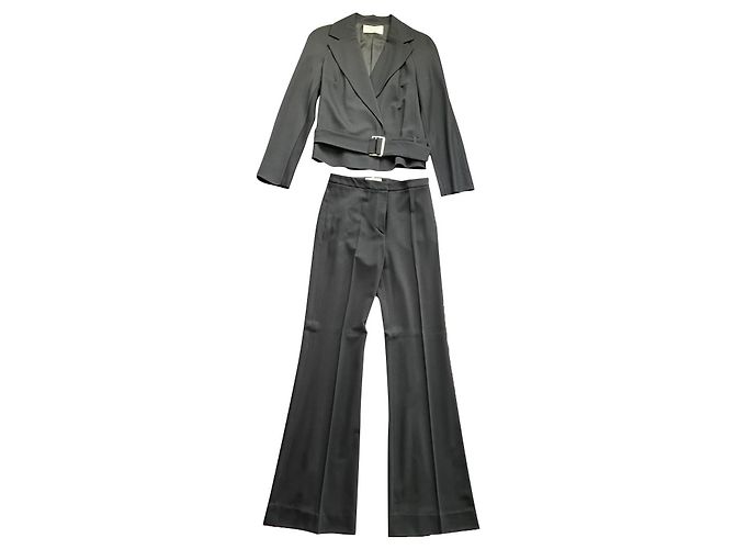 Conjunto de calça e casaco Valentino preto de lã