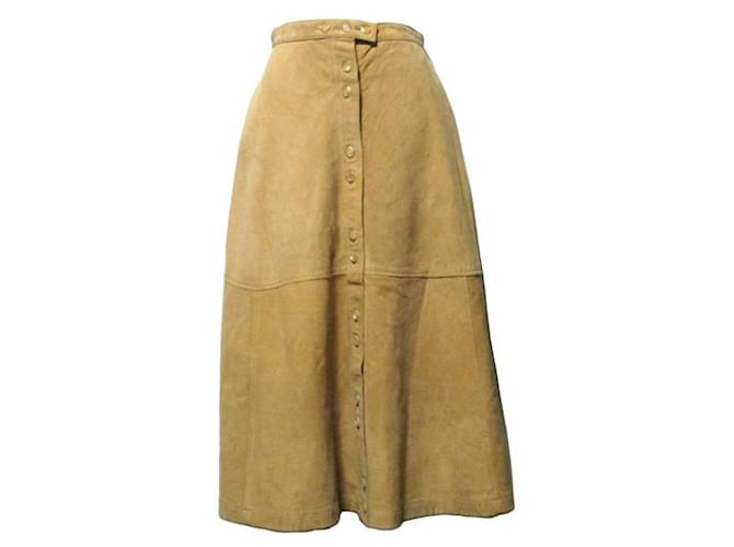 Y's Suede Leather Skirt Caramel  ref.409815