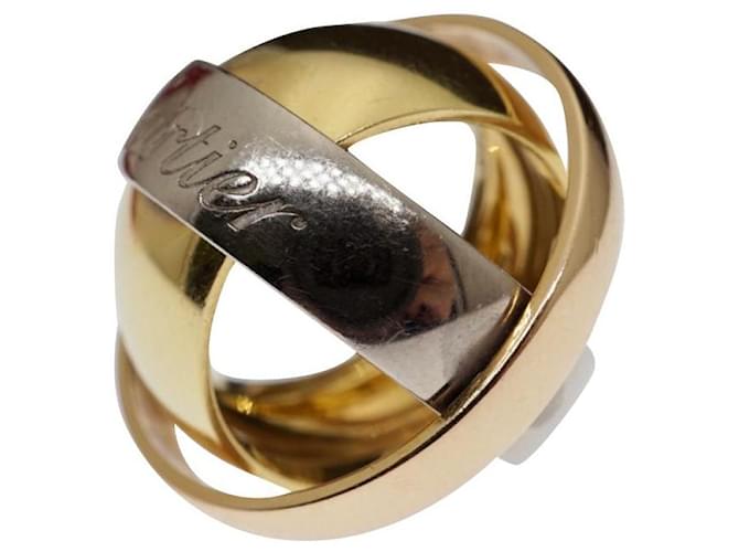 Love Cartier Trinity Tri-Color Spinning Ring 18K White Rose & Yellow Gold Gold hardware White gold Pink gold  ref.409867
