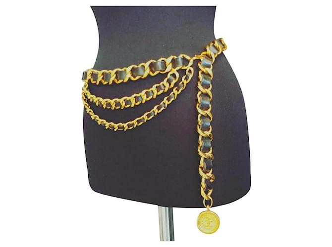 Chanel Cintos Dourado Cadeia  ref.409911