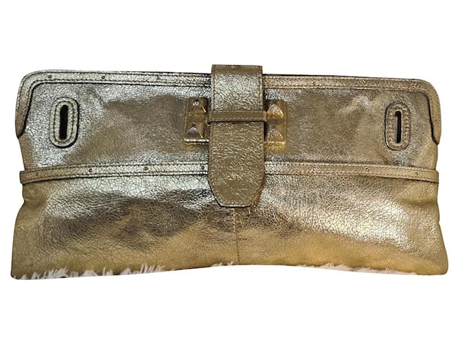 Chloé Clutch-Taschen Golden Leder  ref.410040