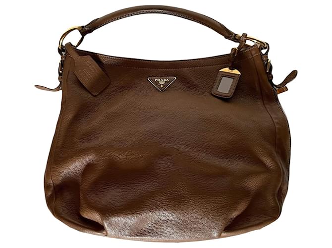 Prada Hand bags Caramel Leather  ref.410043