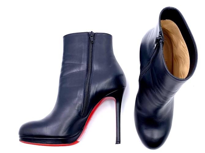 Christian Louboutin Louboutin platform ankle boots in black leather  ref.410071