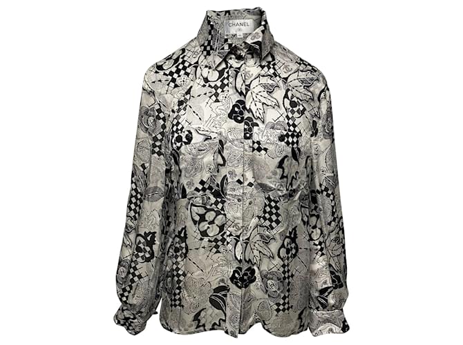 Chanel Vintage Floral Blouse in Multicolor Silk Multiple colors ref.410087  - Joli Closet