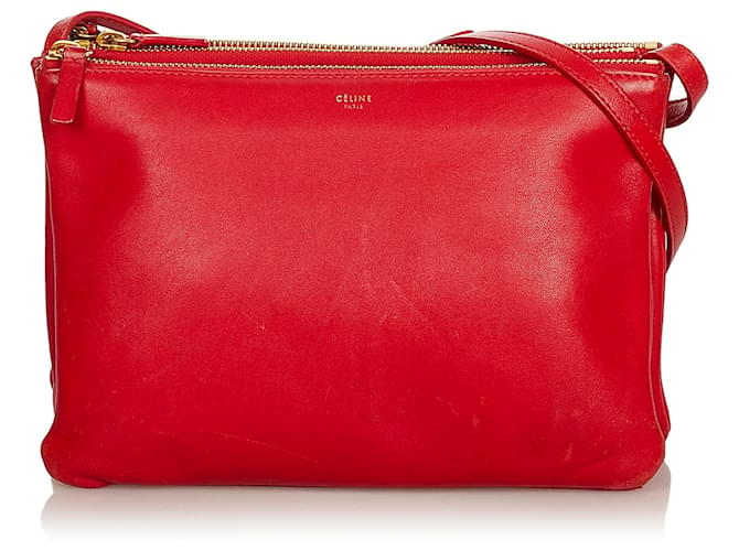 Céline Celine Red Trio Leather Crossbody Bag Pony-style calfskin  ref.410158