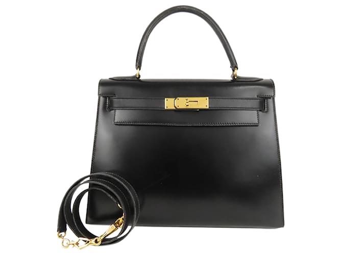 Hermès Hermes Black Box Calf Kelly 28 Leather Pony-style calfskin  ref.410191