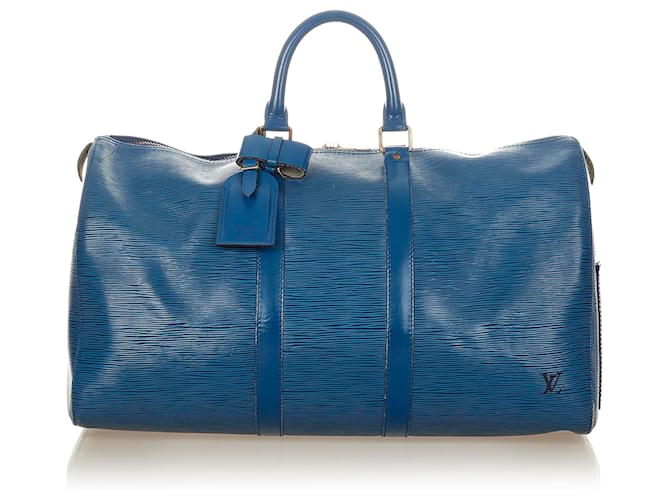Louis Vuitton Blue Epi Keepall 45 Blau Leder  ref.410261