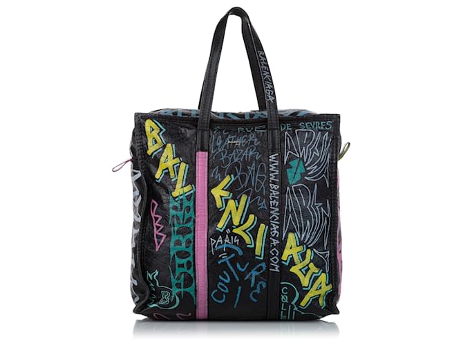 Balenciaga Black Graffiti Explorer Leather Tote Bag Multiple colors Pony-style calfskin  ref.410299