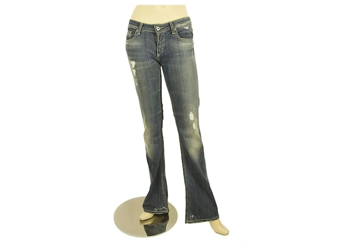 Dondup Blue Kinshasa Denim Jeans Distressed Hose Hose Gr 27 Code P183Y Held Weiß Baumwolle Elasthan  ref.410558