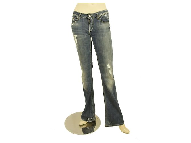 Dondup Blue Kinshasa Denim Jeans Distressed Trousers Pants sz 27 code P183Y Hero White