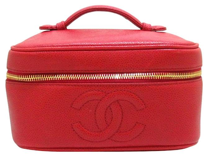 Chanel Vanity Roja Cuero  ref.410618