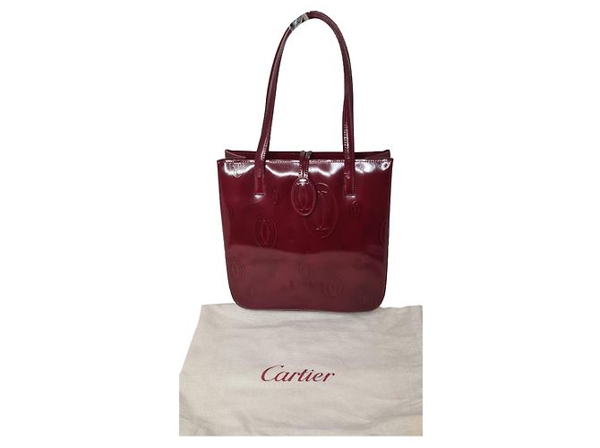Cartier Handtasche Dunkelrot Lackleder Bordeaux