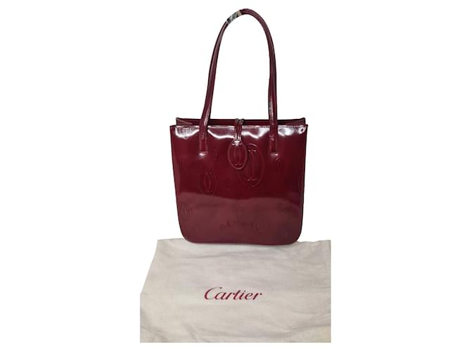 Cartier Sacs à main Cuir vernis Bordeaux  ref.410856