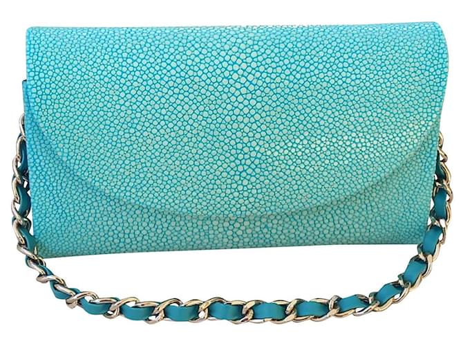 Autre Marque Turquoise stingray clutch bag Exotic leather  ref.410857