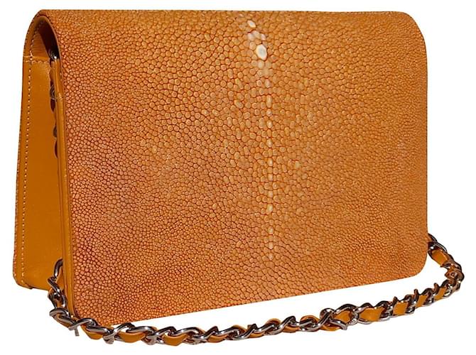 Autre Marque Orange stingray cross body bag Exotic leather  ref.410859