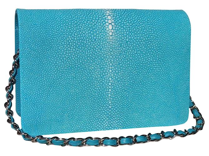 Autre Marque Turquoise stingray cross body bag Exotic leather  ref.410861