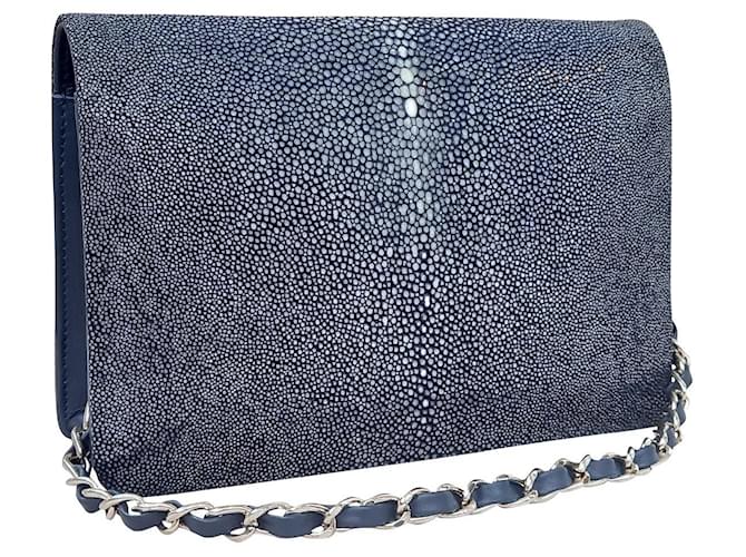 Autre Marque Navy blue stingray cross body bag Exotic leather  ref.410864