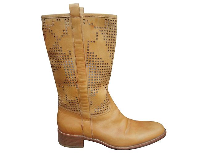 Botas de piel caladas Sartore beige 37
