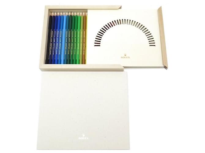 new box 24 COLORED PENCILS CARAN D'ACHE ROLEX WATCH + PENCILS BOX NOTEBOOK Multiple colors Wood  ref.410930