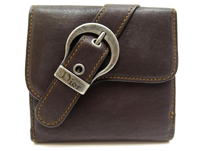 NEUF PORTEFEUILLE CHRISTIAN DIOR GAUCHO CUIR MARRON NEW LEATHER WALLET  ref.410962