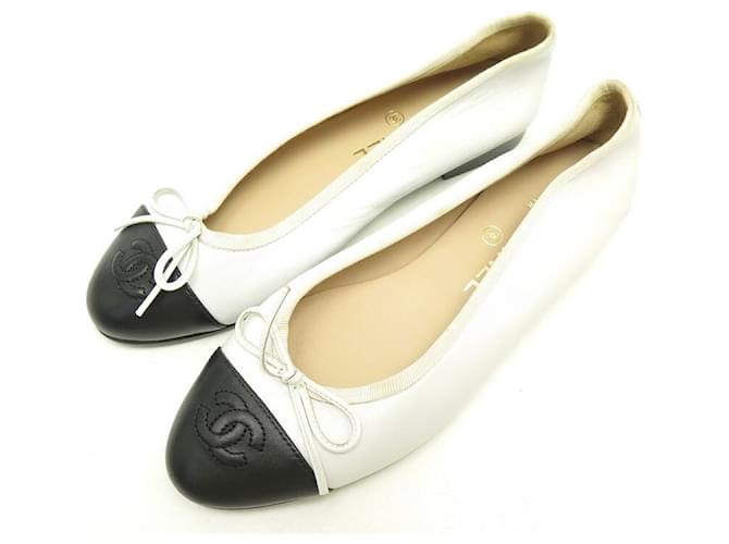 Chanel Womens Ballet Shoes, White, 37