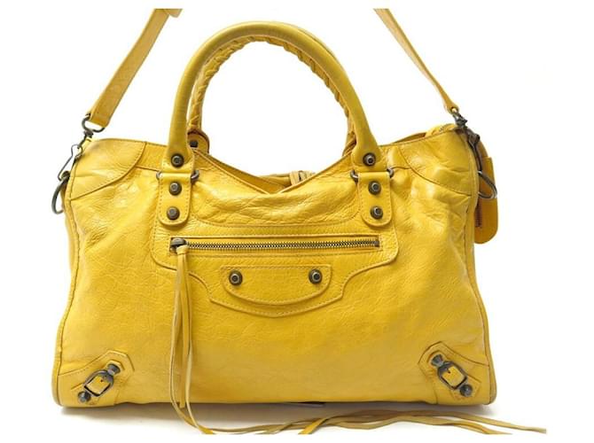 Balenciaga Classic City Handbag 115748 YELLOW LEATHER HAND BAG  ref.411044