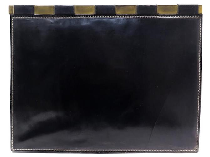 Hermès VINTAGE UNDER HAND FROM HERMES DUPRE-LAFON OFFICE 1940 1950 LEATHER BOX DESKTOP OFFICE Black  ref.411070