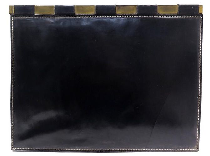 Hermès VINTAGE SOUS MAIN DE BUREAU HERMES DUPRE-LAFON 1940 1950 CUIR BOX DESKTOP OFFICE Noir