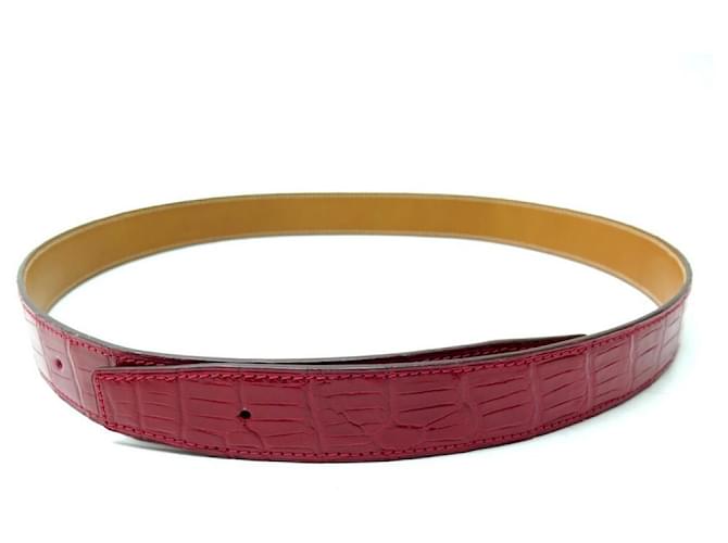 Autre Marque NEW T-BELT TIE85 95 COMPATIBLE BUCKLE HERMES 32MM RED CROCODILE LEATHER Exotic leather  ref.411073