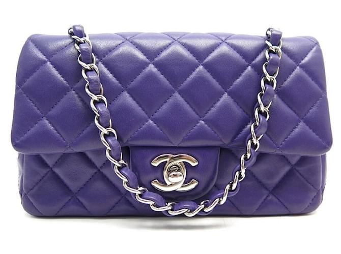 CHANEL MINI TIMELESS CROSSBODY PURPLE QUILTED LEATHER HAND BAG  ref.411076
