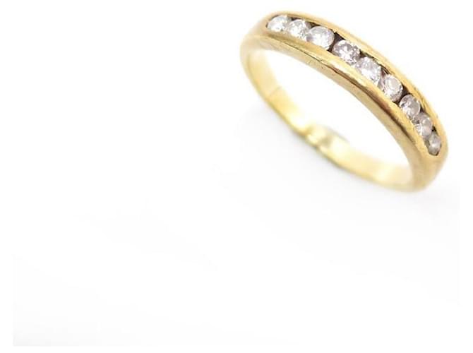 Autre Marque Tamanho do anel 49 Em ouro amarelo 18K SERITE 9 diamantes 0.12CT OURO E ANEL DE DIAMANTES Dourado  ref.411100