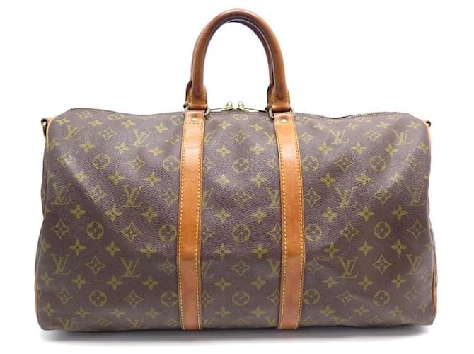 Louis Vuitton Keepall Travel Bag 45 STRAP M41418 Lona do monograma Marrom  ref.411114