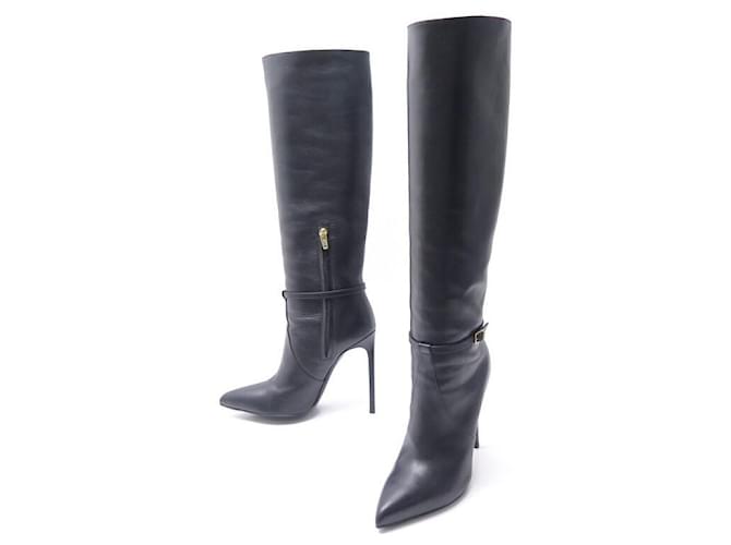 YVES SAINT LAURENT BOOTS WITH HEELS 331227 38 BLACK LEATHER BOOTS  ref.411231