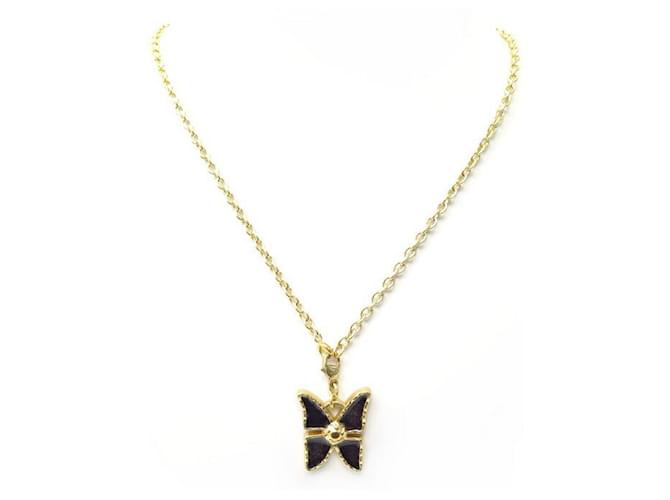 Other jewelry NEW VINTAGE PENDANT YVES SAINT LAURENT CHARM BUTTERFLY NECKLACE GOLD NECKLACE Golden Metal  ref.411317