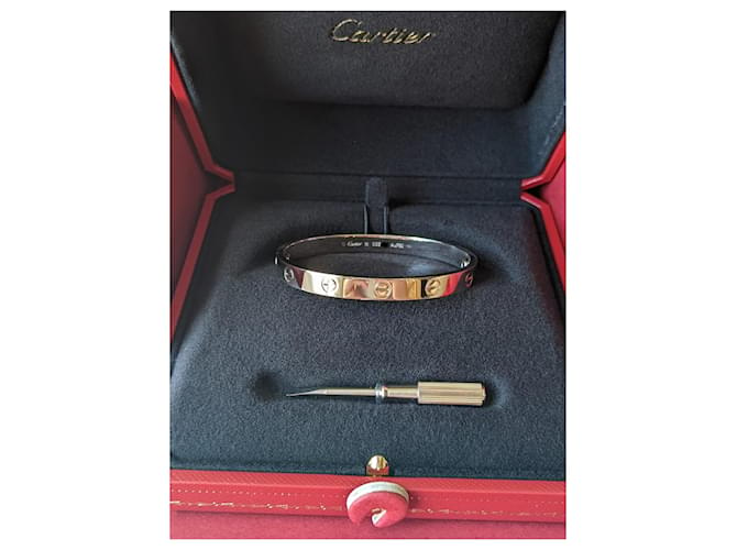 Love Cartier-Größe 16 18k Weißgold Liebesarmband Komplettset  ref.411397
